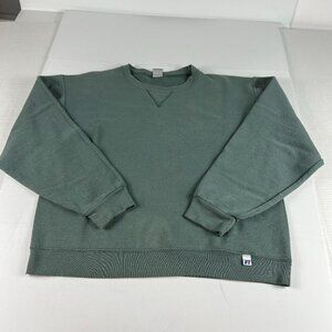 Y2K Russell Athletic Sweatshirt Adult Medium Boxy Green Faded Blank Crewneck